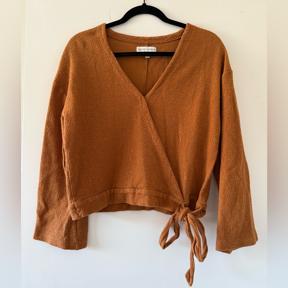 Madewell Acorn Cropped Long-Sleeve Wrap Top